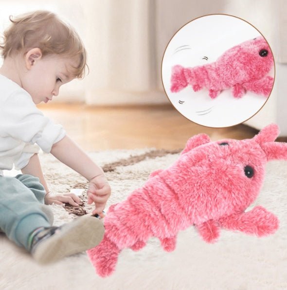 Pet Toys Electric Jumping Shrimp USB Charging Simulation Lobster Funny Cat Plush Pets Toy - G.O.A.T pets