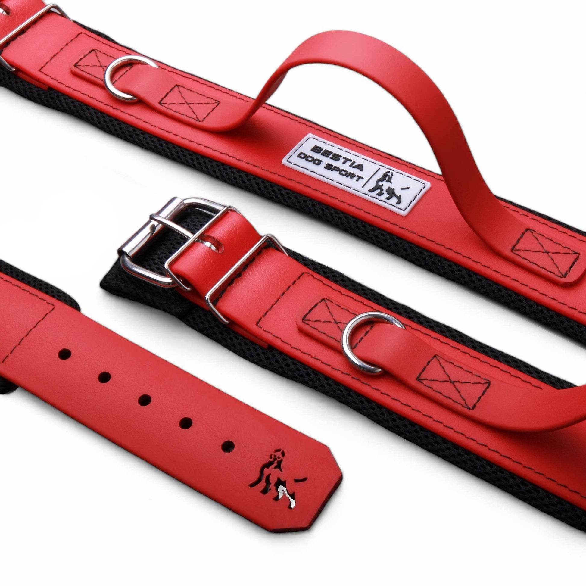 BESTIA DOG SPORT HANDLE COLLAR ALL RED - G.O.A.T pets