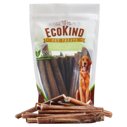 EcoKind pet treats in a clear bag with natural chews and a dog on the label.