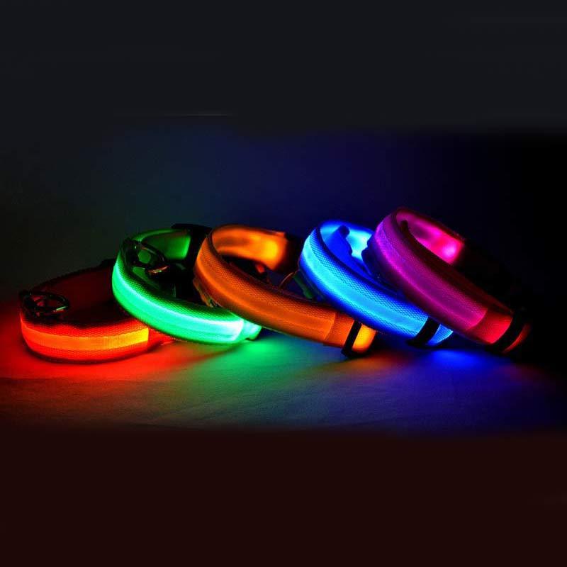 Nylon LED Pet Dog Luminous Collar Night Safety Flashing Glow in Dark Dog Cat Leash Adjustable Pet Supplies - G.O.A.T pets