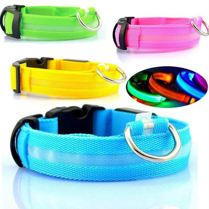 Nylon LED Pet Dog Luminous Collar Night Safety Flashing Glow in Dark Dog Cat Leash Adjustable Pet Supplies - G.O.A.T pets