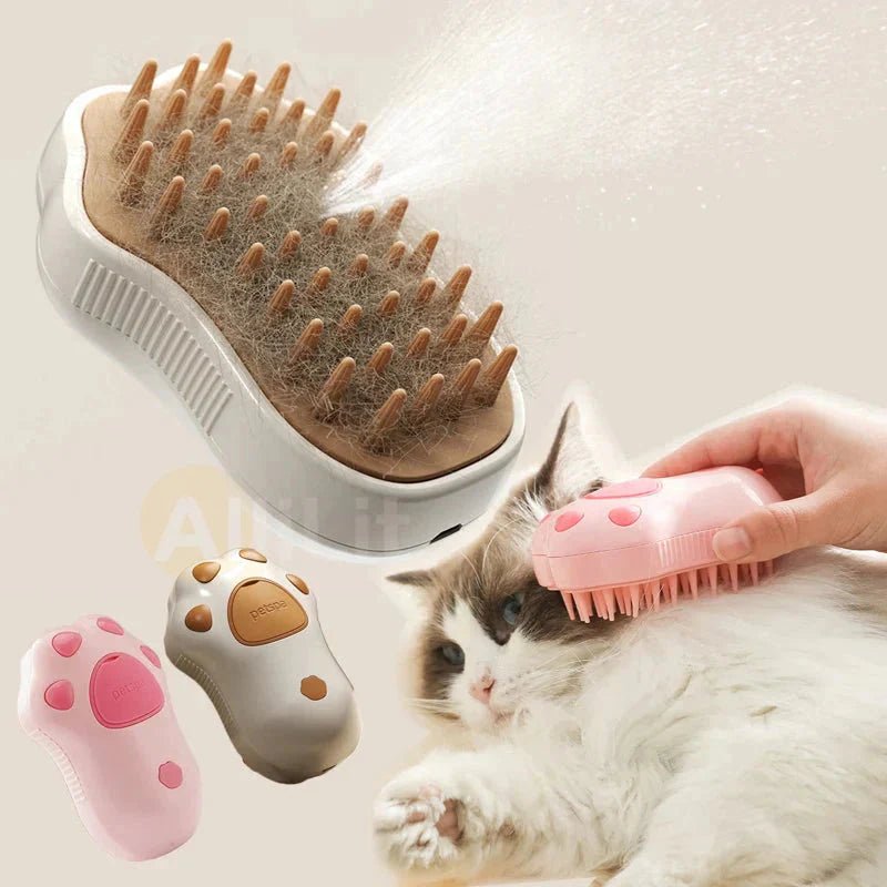 Steam Grooming Brush for Pets – 3 - in - 1 USB Rechargeable Comb with Water Spray for Cats and Dogs - G.O.A.T pets