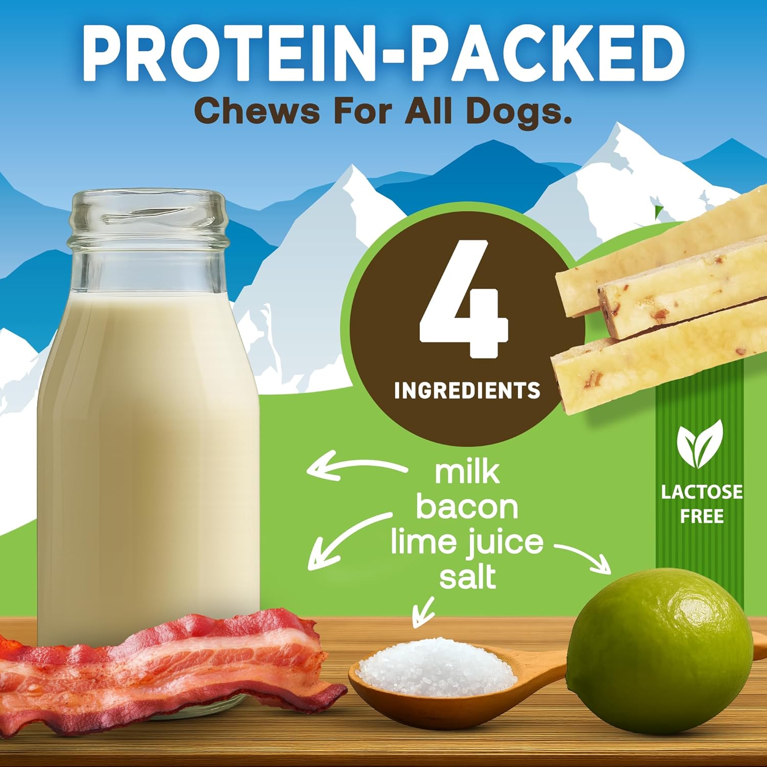 Bacon Flavor Gold Yak Chews for Large Dogs (1 lb to 5lb Bags) - G.O.A.T pets