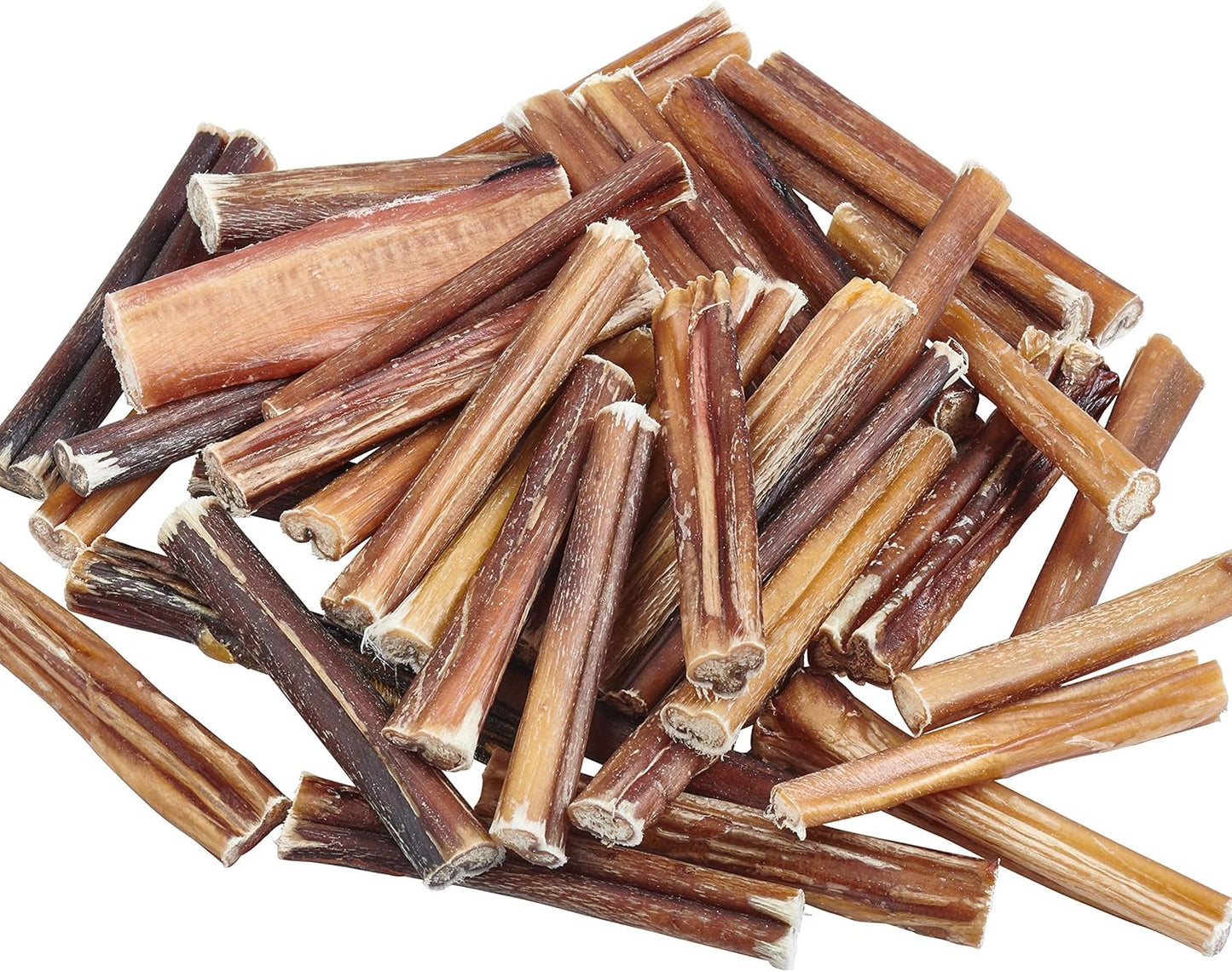 A pile of natural, dried bully sticks for dogs.