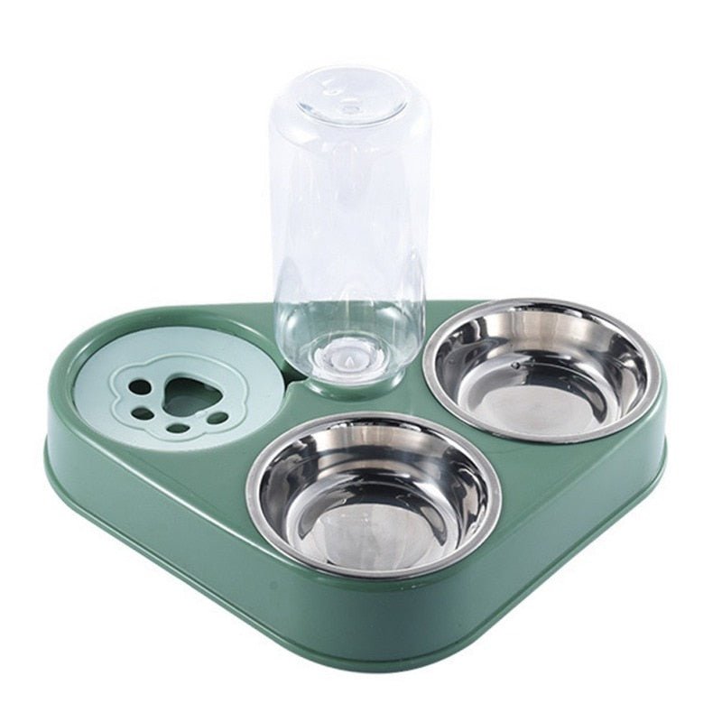 500ML Dog Bowl Cat Feeder Bowl With Dog Water Bottle Automatic Drinking Pet Bowl Cat Food Bowl Pet Stainless Steel Double 3 Bowl - G.O.A.T pets
