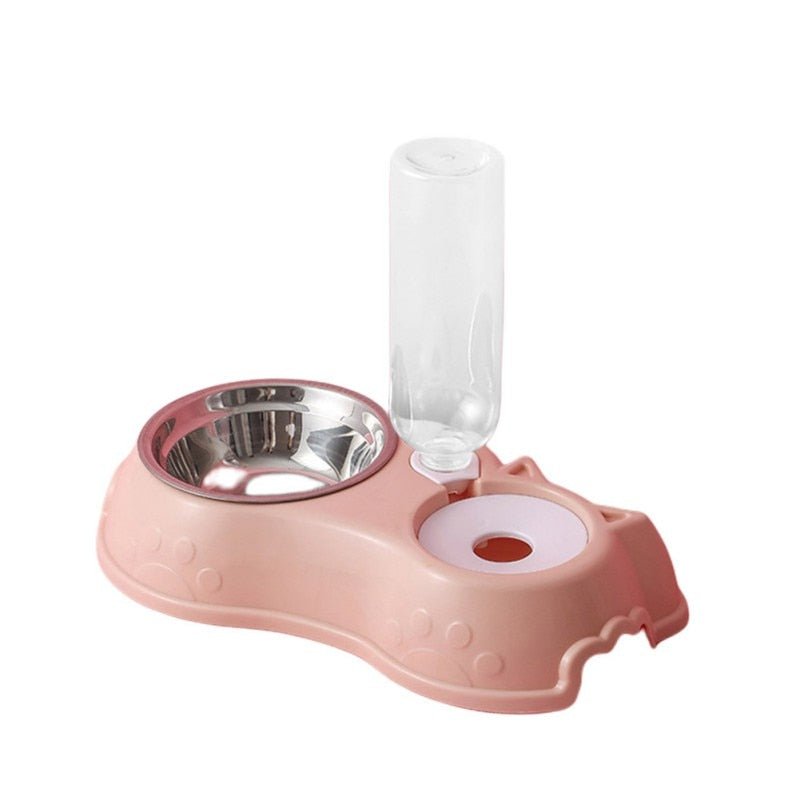 500ML Dog Bowl Cat Feeder Bowl With Dog Water Bottle Automatic Drinking Pet Bowl Cat Food Bowl Pet Stainless Steel Double 3 Bowl - G.O.A.T pets