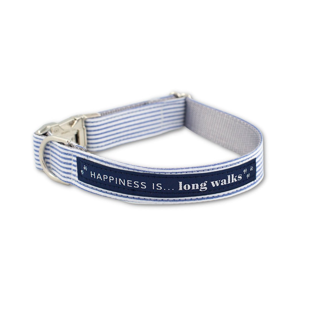 Dog Long Walks Striped Blue Collar - G.O.A.T pets