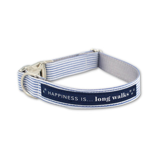 Dog Long Walks Striped Blue Collar - G.O.A.T pets