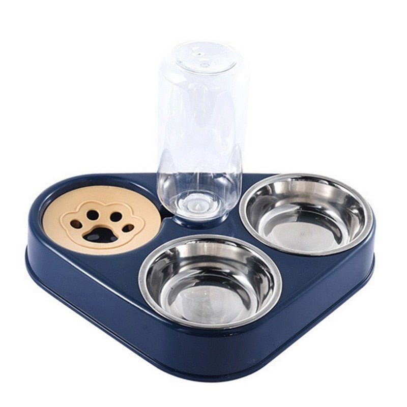 500ML Dog Bowl Cat Feeder Bowl With Dog Water Bottle Automatic Drinking Pet Bowl Cat Food Bowl Pet Stainless Steel Double 3 Bowl - G.O.A.T pets