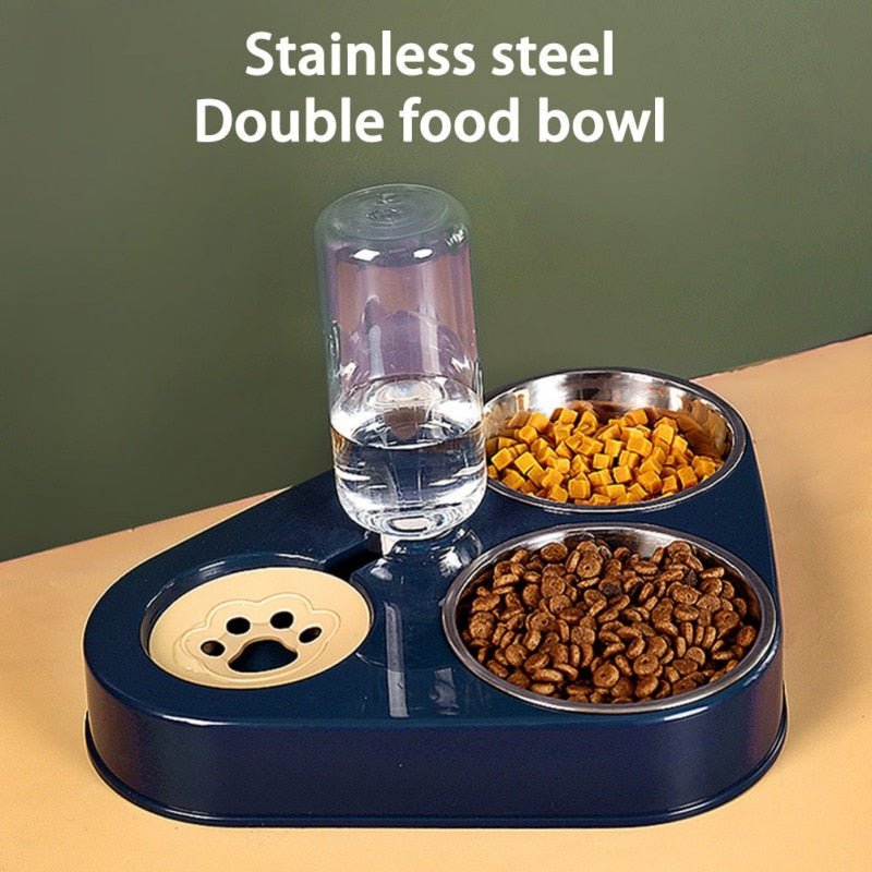 500ML Dog Bowl Cat Feeder Bowl With Dog Water Bottle Automatic Drinking Pet Bowl Cat Food Bowl Pet Stainless Steel Double 3 Bowl - G.O.A.T pets