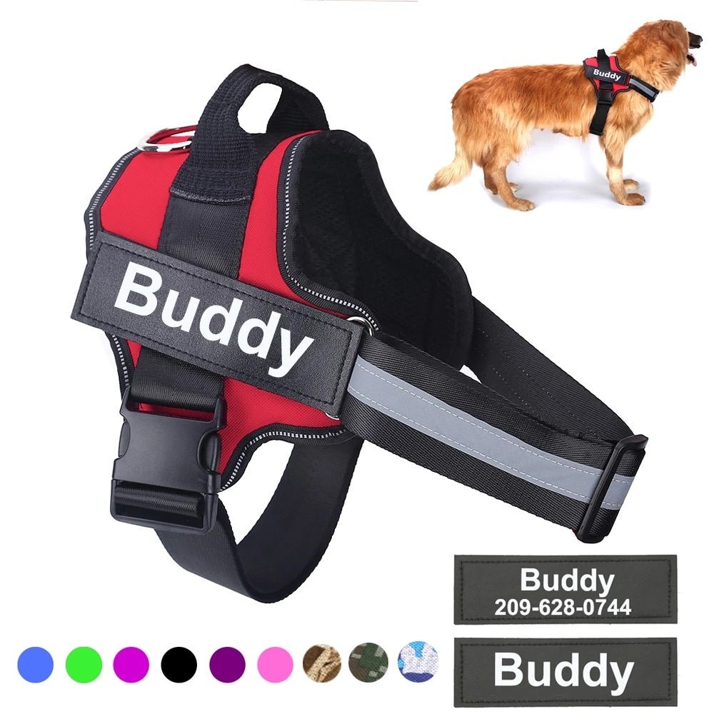 Personalized Dog Harness NO PULL Reflective Breathable Adjustable Pet Harness Vest For Small Large Dog Custom Patch Pet Supplies - G.O.A.T pets